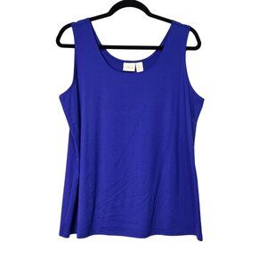 NWT Chicos Blue Knit Tank Top‎ Size 3 Microfiber Contemporary Sleeveless Blue